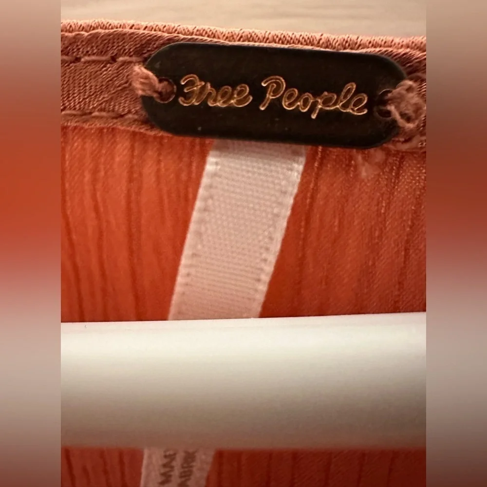 Free people santigo smocked long sleeve blouse pink cinnamon rosegold boho fairy
